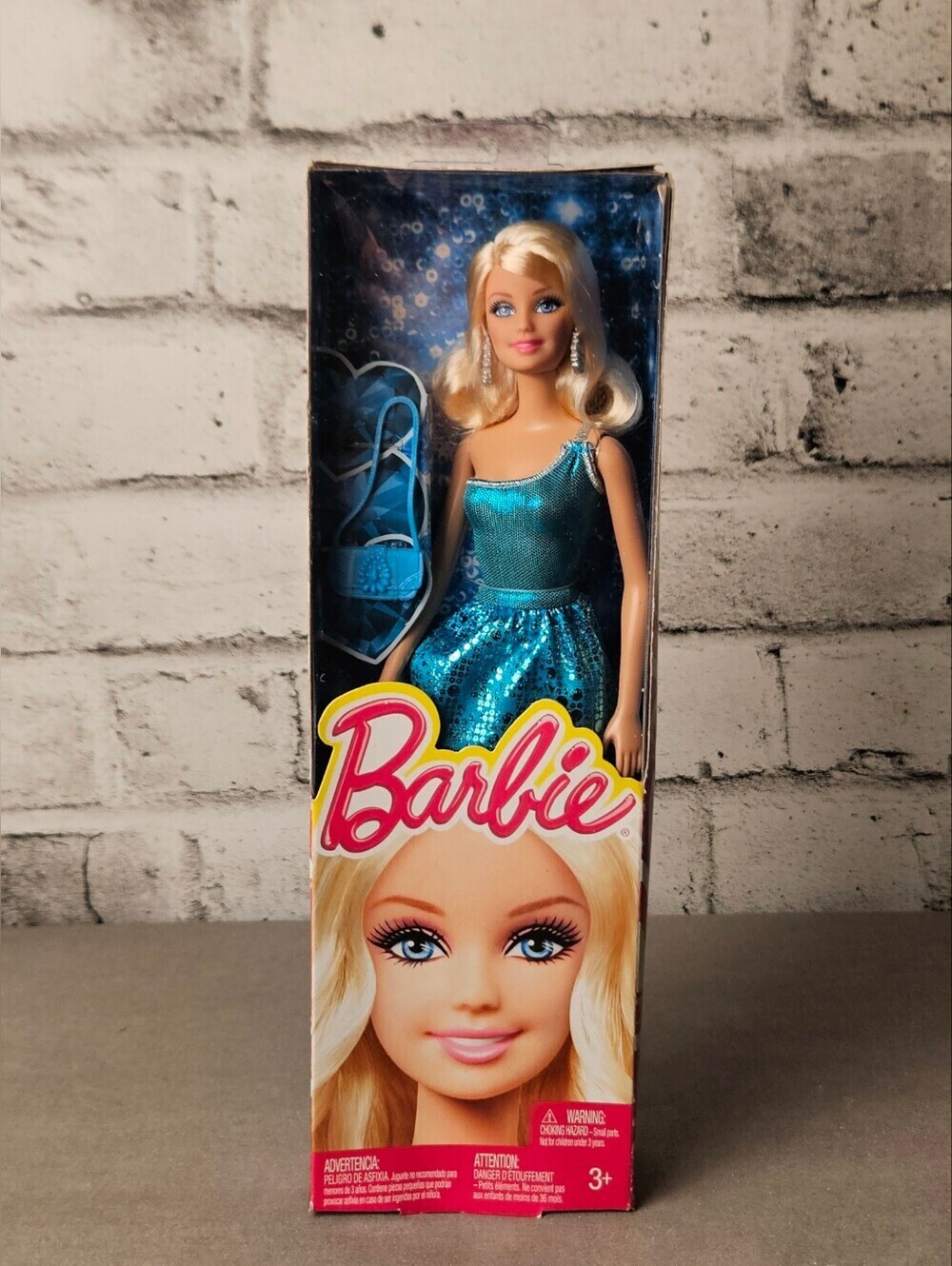 Barbie Blue Sequin Dress Doll NIB Mattel Fashion Doll with Purse